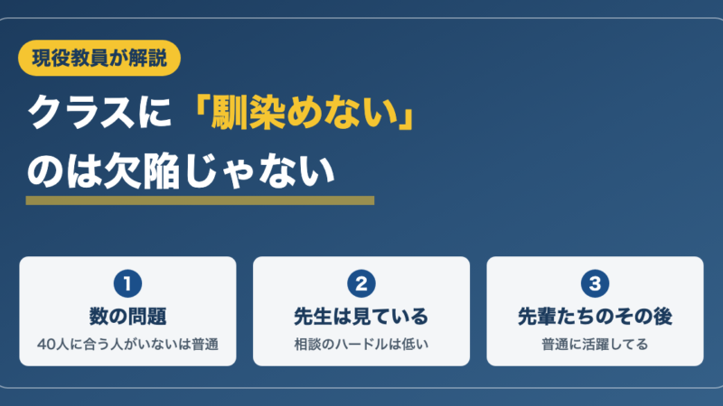 クラスに馴染めない高校生・中学生へ｜現役教員が教室で見てきた真実 