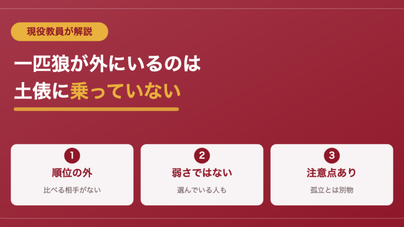【無所属？】孤高の一匹狼がスクールカーストの外にいる理由 