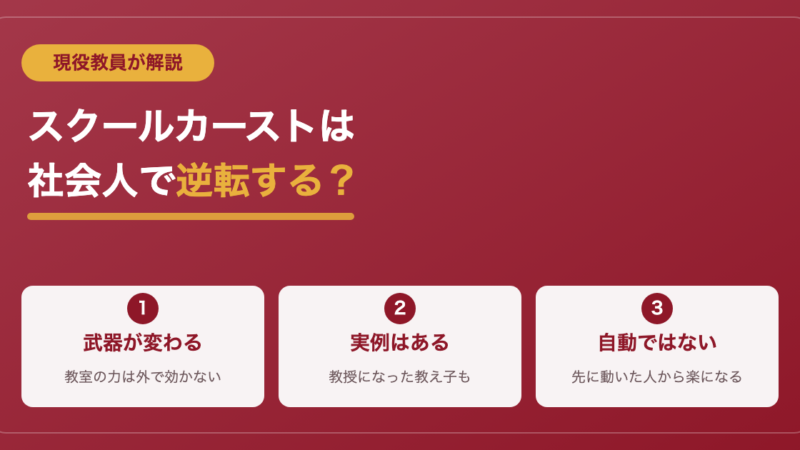 スクールカーストは社会人で逆転する？現役教員が見てきた答え 