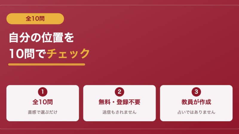 【全10問】スクールカースト診断｜現役教員が作った自分の位置チェック【中学生・高校生】 